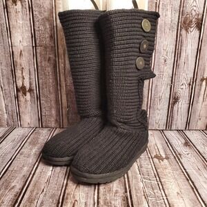 UGG Women's Black Classic Cardi Quilted Foldover Boots Size 6